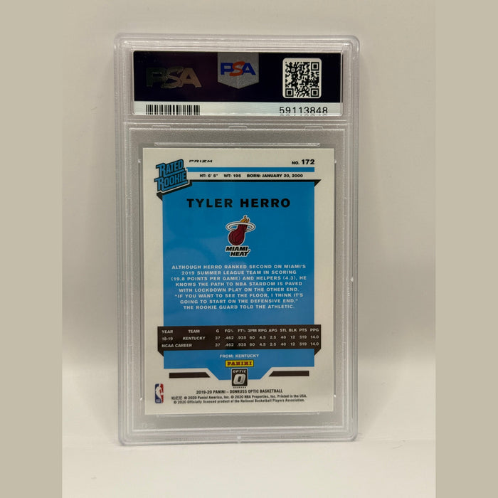 2019 Panini Donruss Optic Tyler Herro Holo Rookie Card #172 PSA 9 MINT