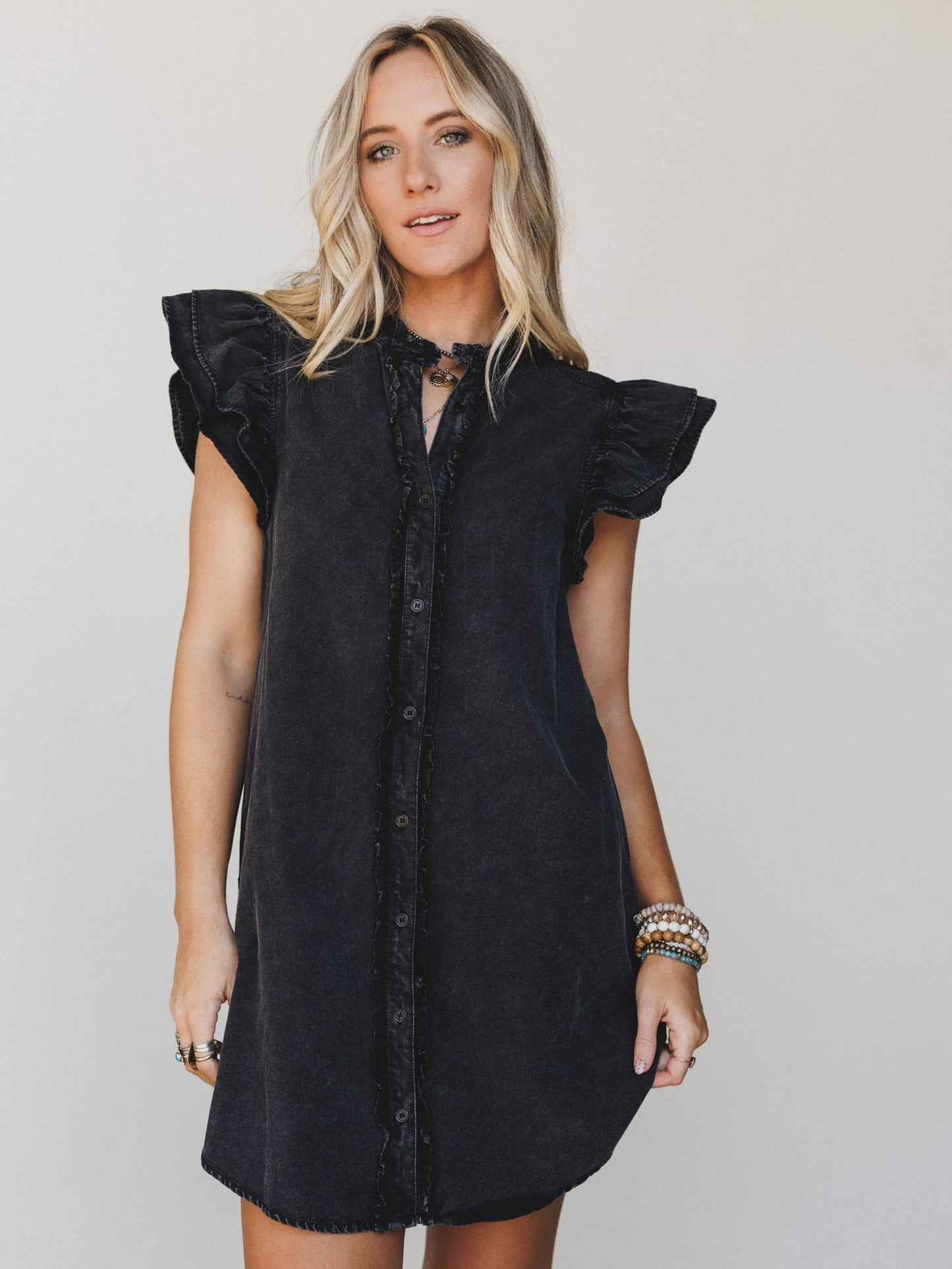 Ruffle Darling Dress - Black