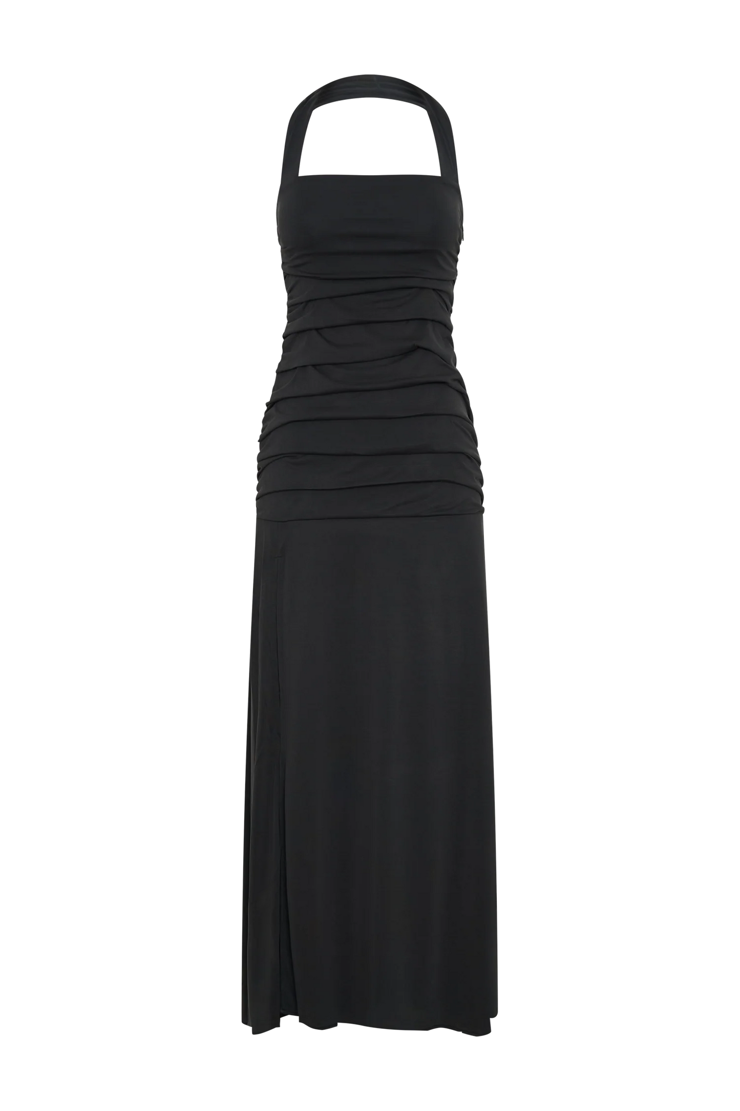 Bentley Peached Jersey Halter Maxi Dress - Black