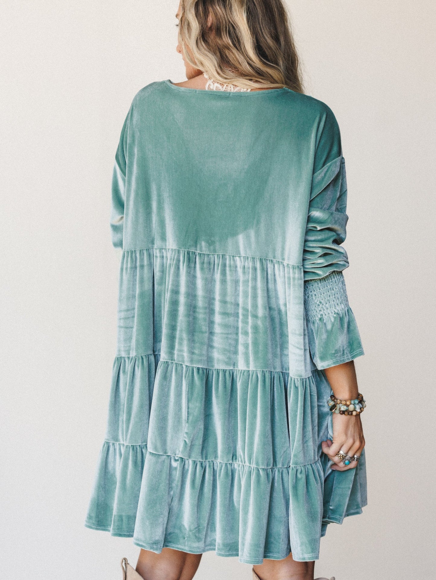 The Nest Maddie Velvet Dress - Seafoam
