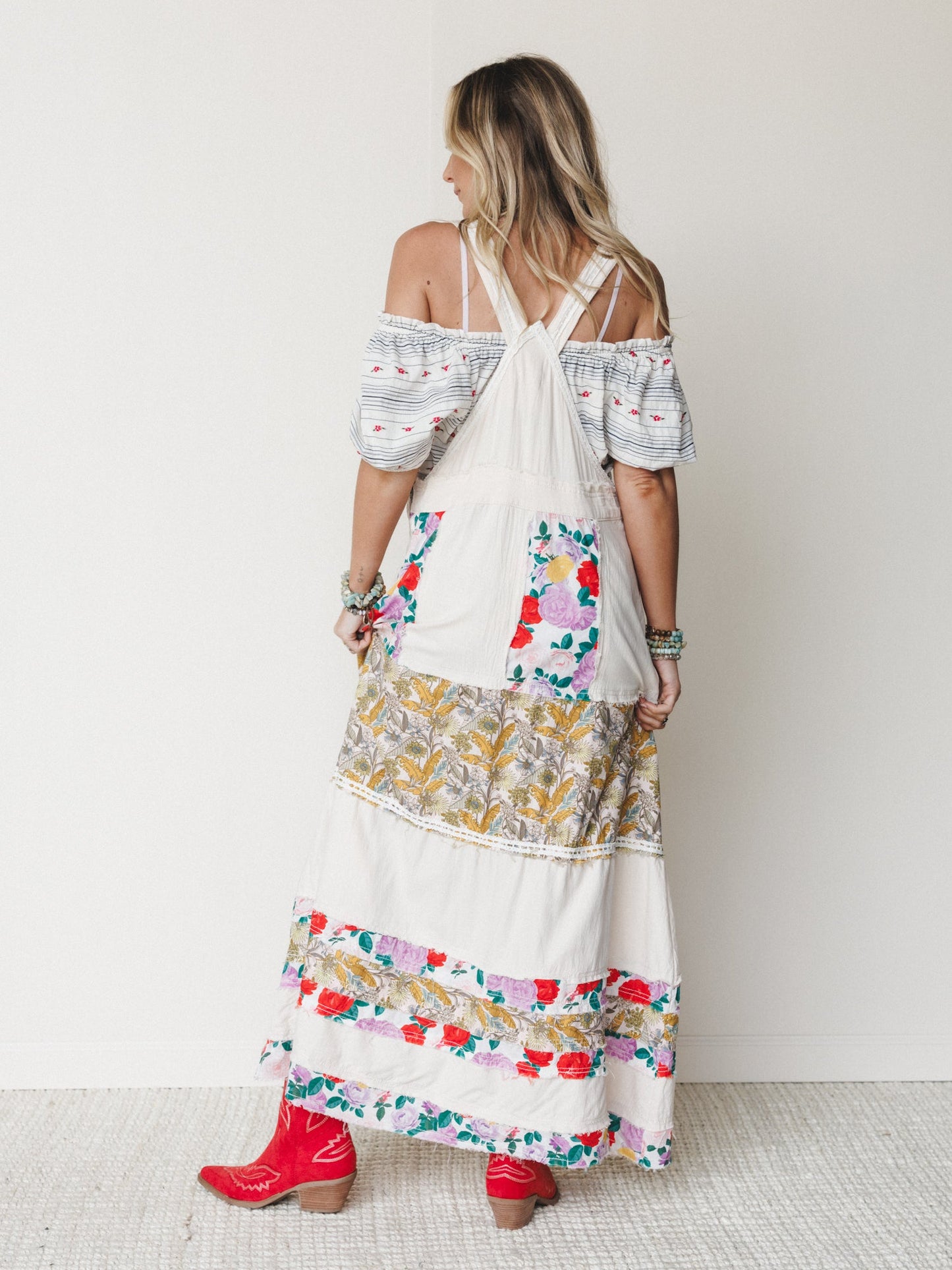 Sweetheart Charm Overalls Maxi Dress - Oatmilk