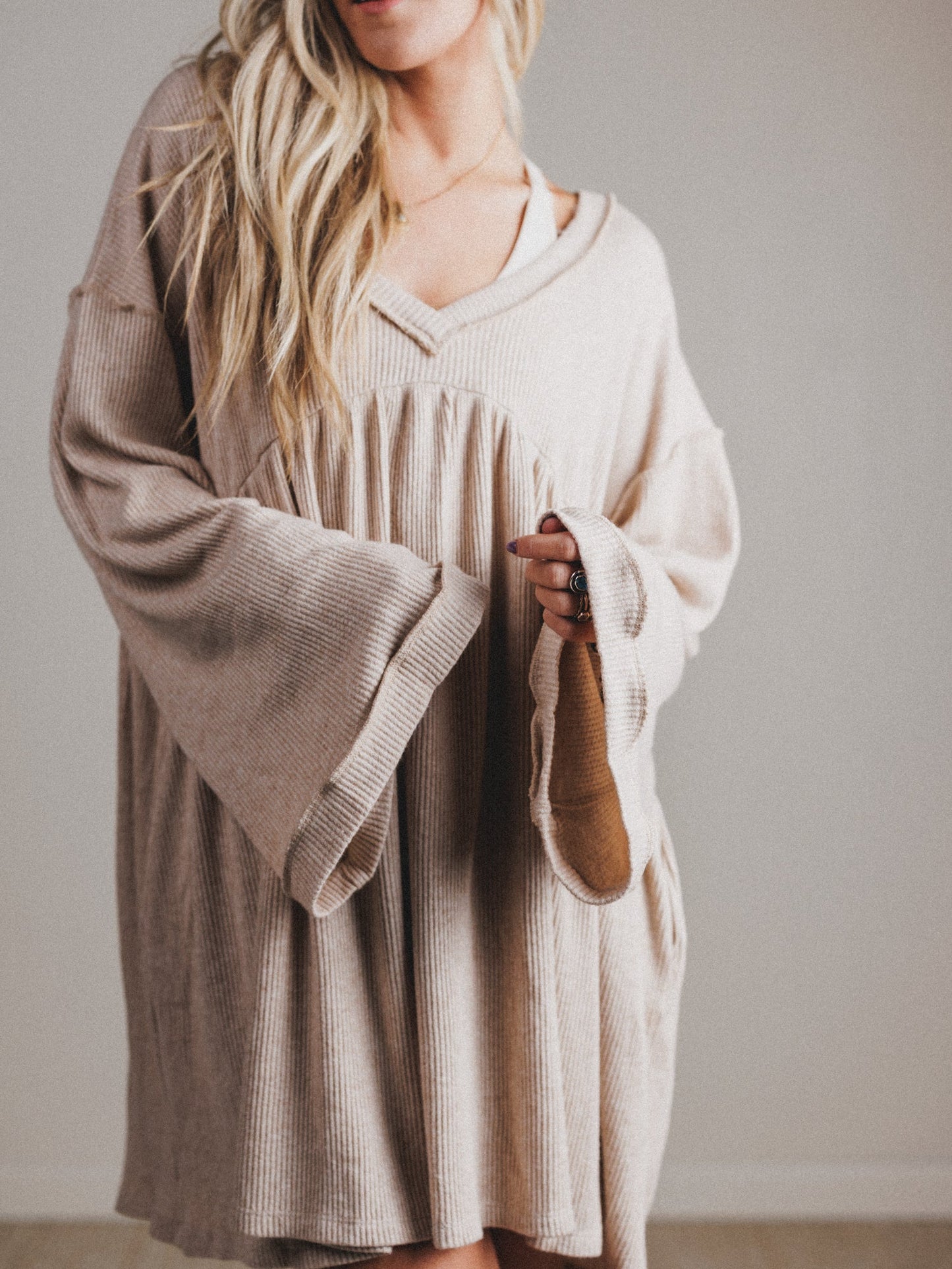 The Nest Carefree Mini Dress - Stone