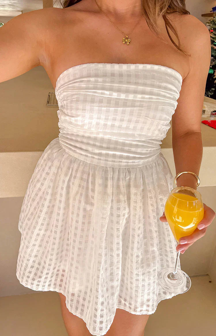 Andy White Strapless Mini Dress