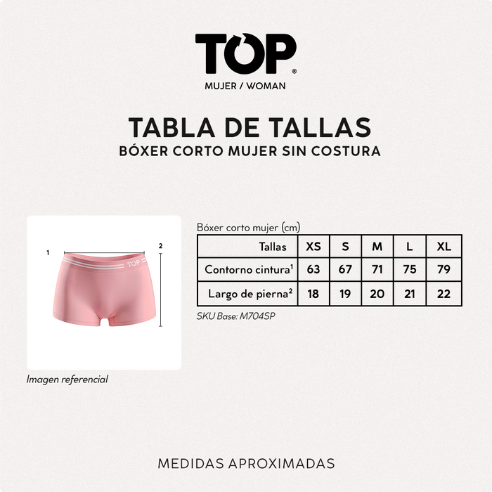 Bóxer Corto Mujer Sin Costura Microfibra Con Elástico Pack 3 Active C2