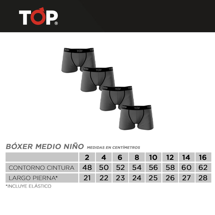 Bóxer Medio Niño Algodón Pack 3 C5