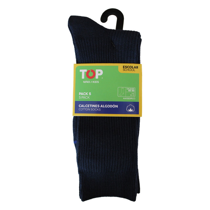 Calcetines Largos Algodón Niños Pack 5 Escolar C1