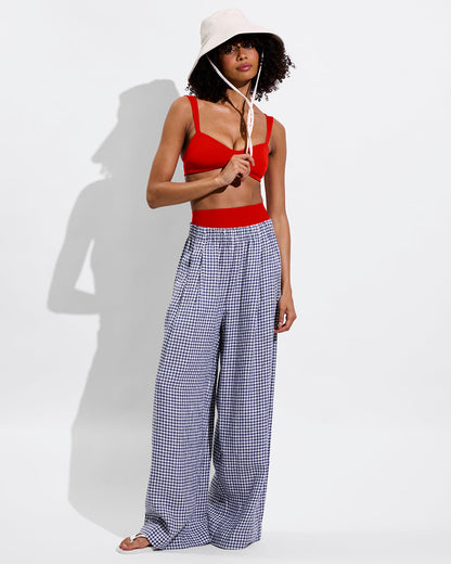 Coastal Pant - Gingham: Varsity / Coconut
