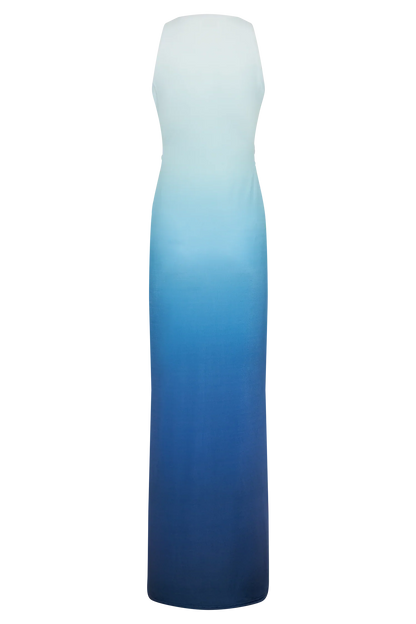 Stella Draped Slinky Maxi Dress - Ombre Blue