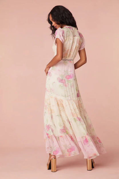 Roupell V-Neck Chiffon Maxi Dress