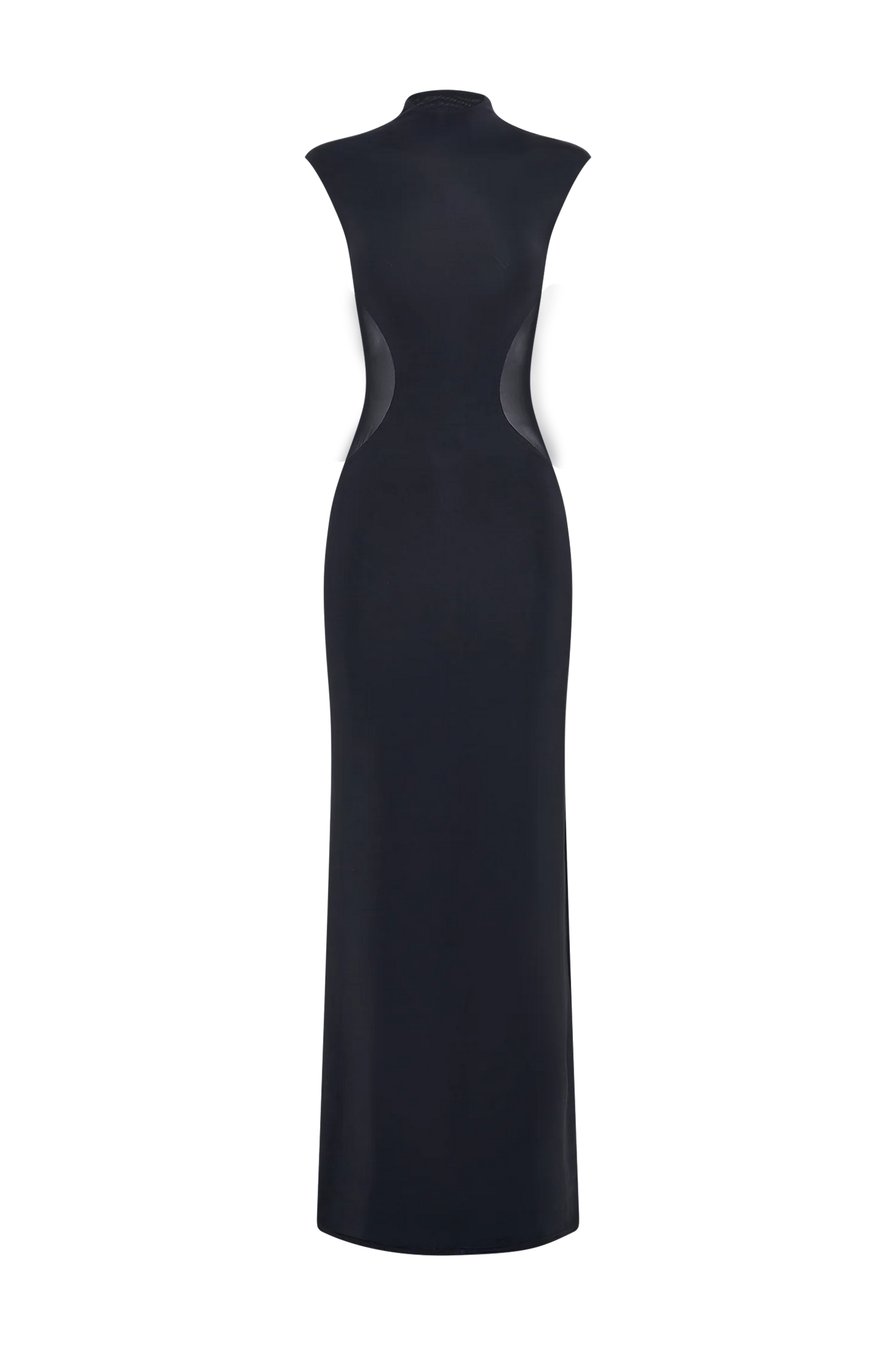 Massie Slinky And Mesh Maxi Dress - Black