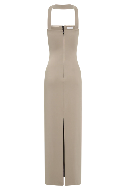 Velma Halter Collar Maxi Dress - Mushroom