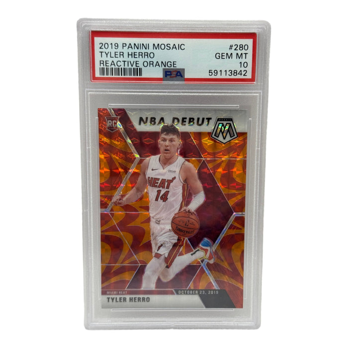 2019 Panini Mosaic Tyler Herro Reactive Orange Rookie Card #280 PSA 10 GEM MINT