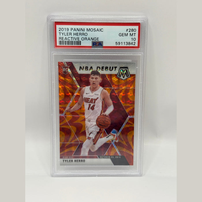 2019 Panini Mosaic Tyler Herro Reactive Orange Rookie Card #280 PSA 10 GEM MINT