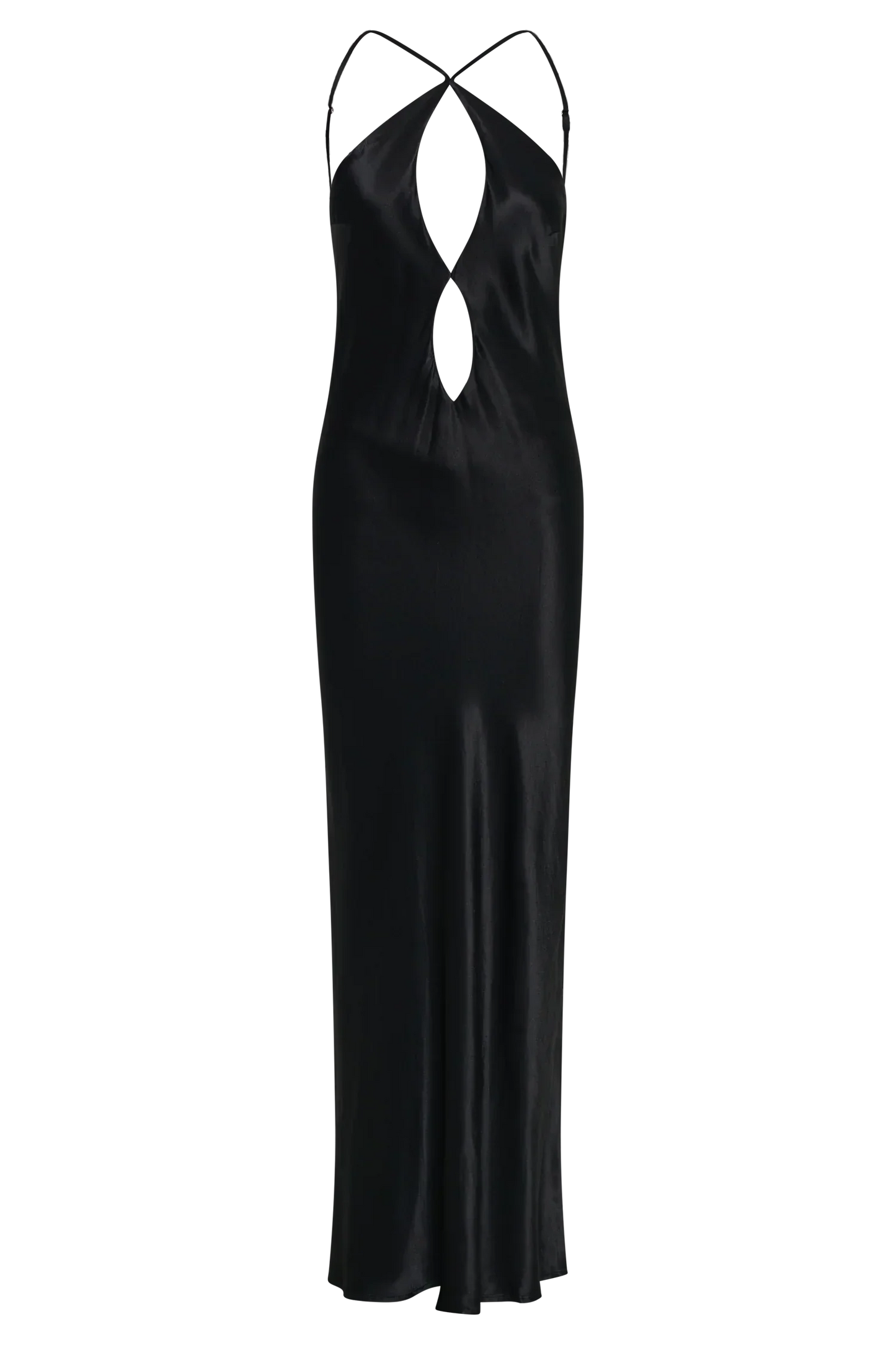 Lucia Satin Cut Out Maxi Dress - Black