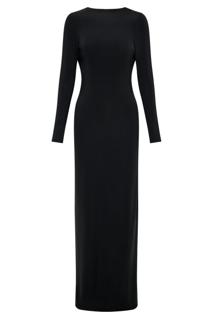 Bennett Slinky Long Sleeve Maxi Dress - Black/White