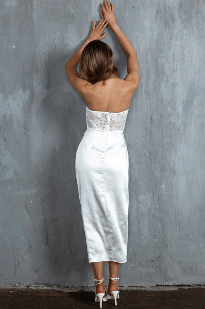 Playing For Keeps Lace Bodice Maxi Dress White