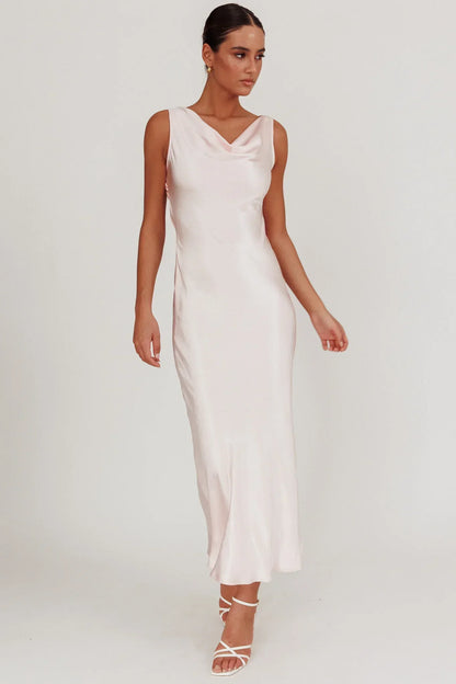 Take Care Backless Sash Maxi Dress Blush