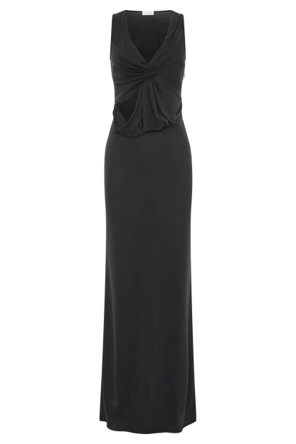 Kassidy Peached Jersey Maxi Dress - Black