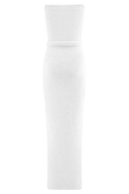 Andrea Strapless Knit Maxi Dress - White