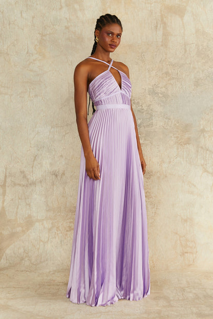 Nori Plunge Halter Gown