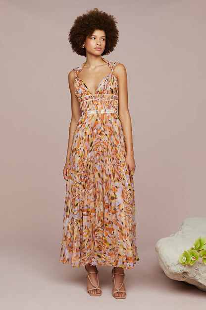 Neve Pleated Chiffon Dress