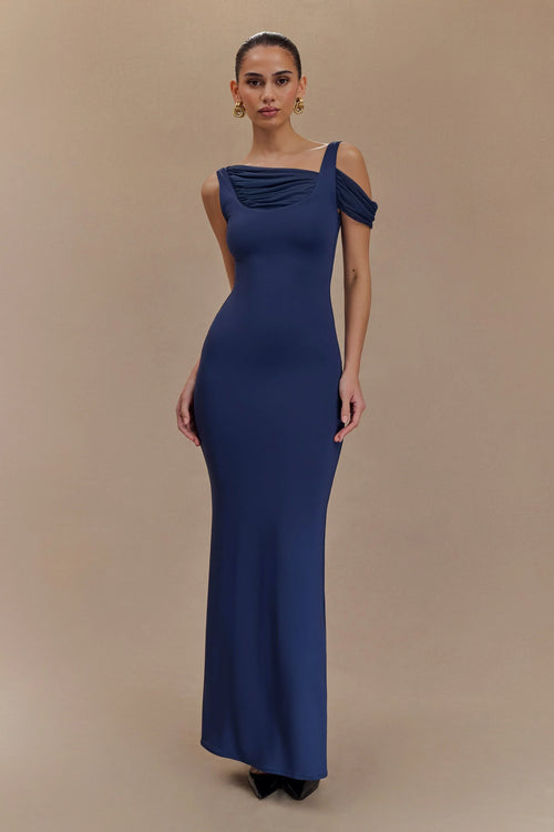Janette Recycled Nylon And Mesh Sleeveless Maxi Dress - Navy