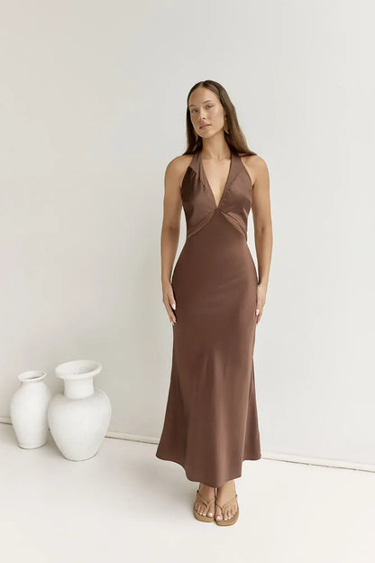 To The Dreamers Maxi Dress Brown