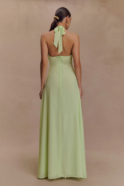 Malakhai Chiffon Halter Maxi Dress - Pastel Green