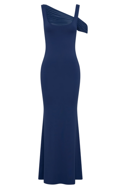Janette Recycled Nylon And Mesh Sleeveless Maxi Dress - Navy