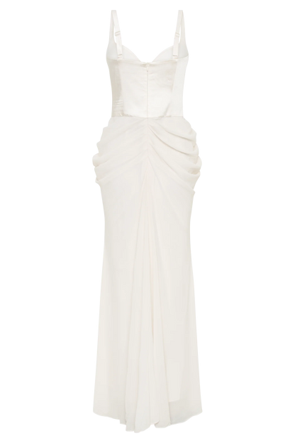 Leila Satin Corset Maxi Dress - Ivory