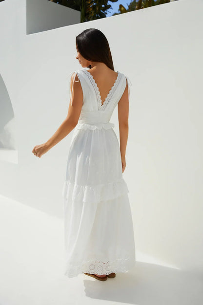 Sunlit Romance Maxi Dress White