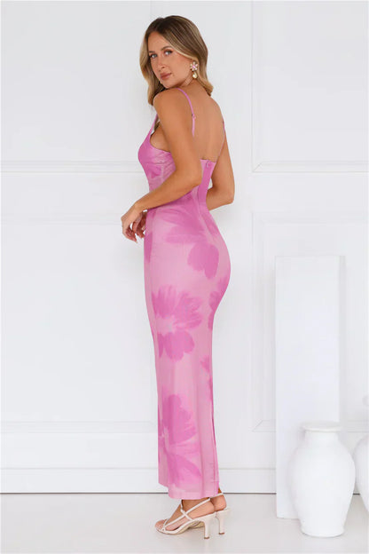 Amber Splendour Mesh Maxi Dress Purple