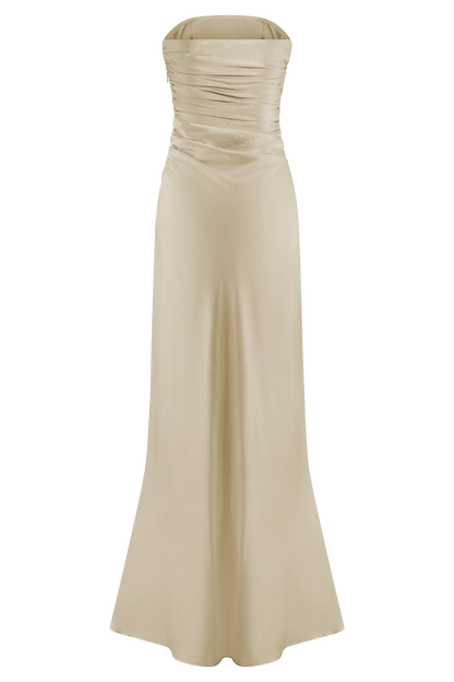 Cedar Strapless Satin Maxi Dress - Blush Gold