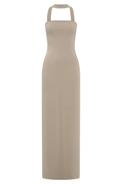 Velma Halter Collar Maxi Dress - Mushroom