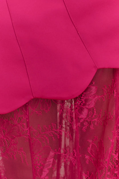 Aleena Satin And Lace Maxi Dress - Dragonfruit