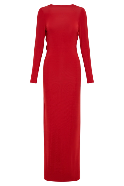 Bennett Slinky Long Sleeve Maxi Dress - Ruby