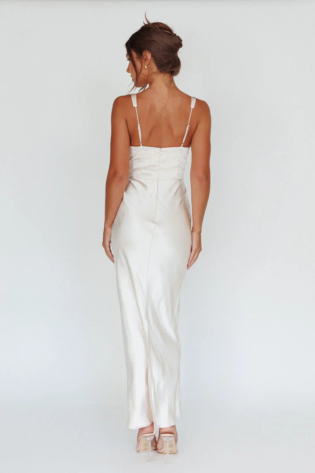 Blushing Beauty Horsebit Accent Maxi Dress Champagne