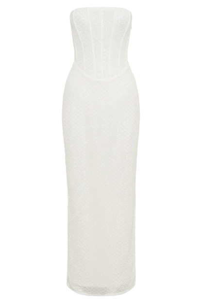 Gemma Strapless Sequin Maxi Dress - White