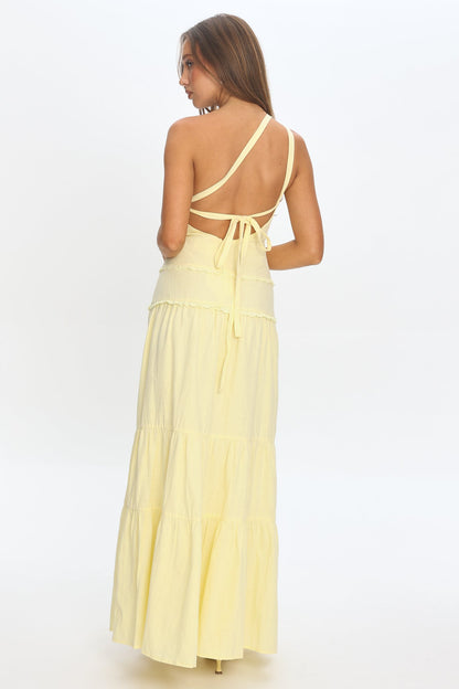 Rico One-Shoulder Strappy Back Maxi Dress Butter