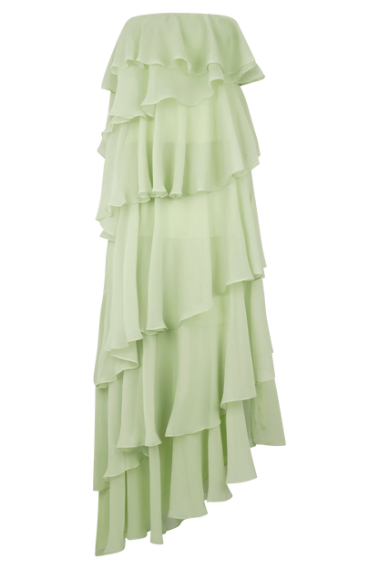 Alexa Ruffle Chiffon Maxi Dress - Pastel Lime