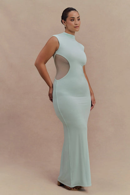 Massie Slinky And Mesh Maxi Dress - Lagoon
