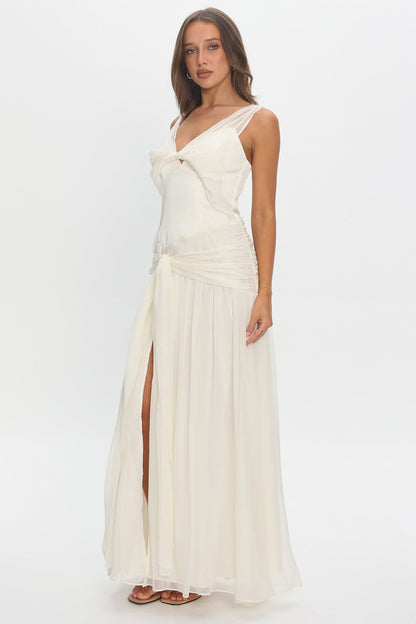 Izabelle Twist Accent Maxi Dress Pearl