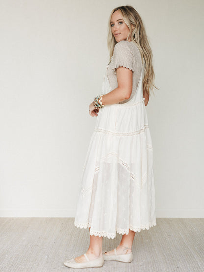 Garden Stroll Overall Dress - Ecru