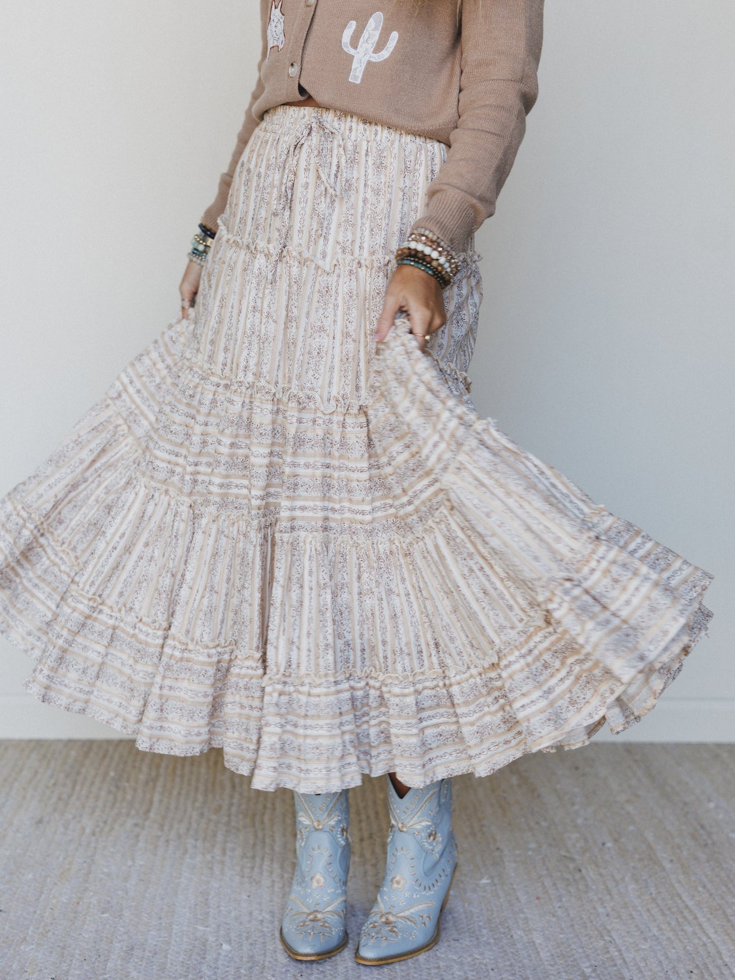 Frolic Fancy Maxi Skirt - Latte