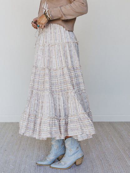 Frolic Fancy Maxi Skirt - Latte