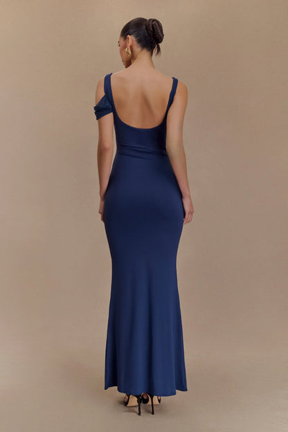Janette Recycled Nylon And Mesh Sleeveless Maxi Dress - Navy