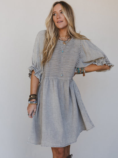 Quinn Puff Sleeve Mini Dress - Ash