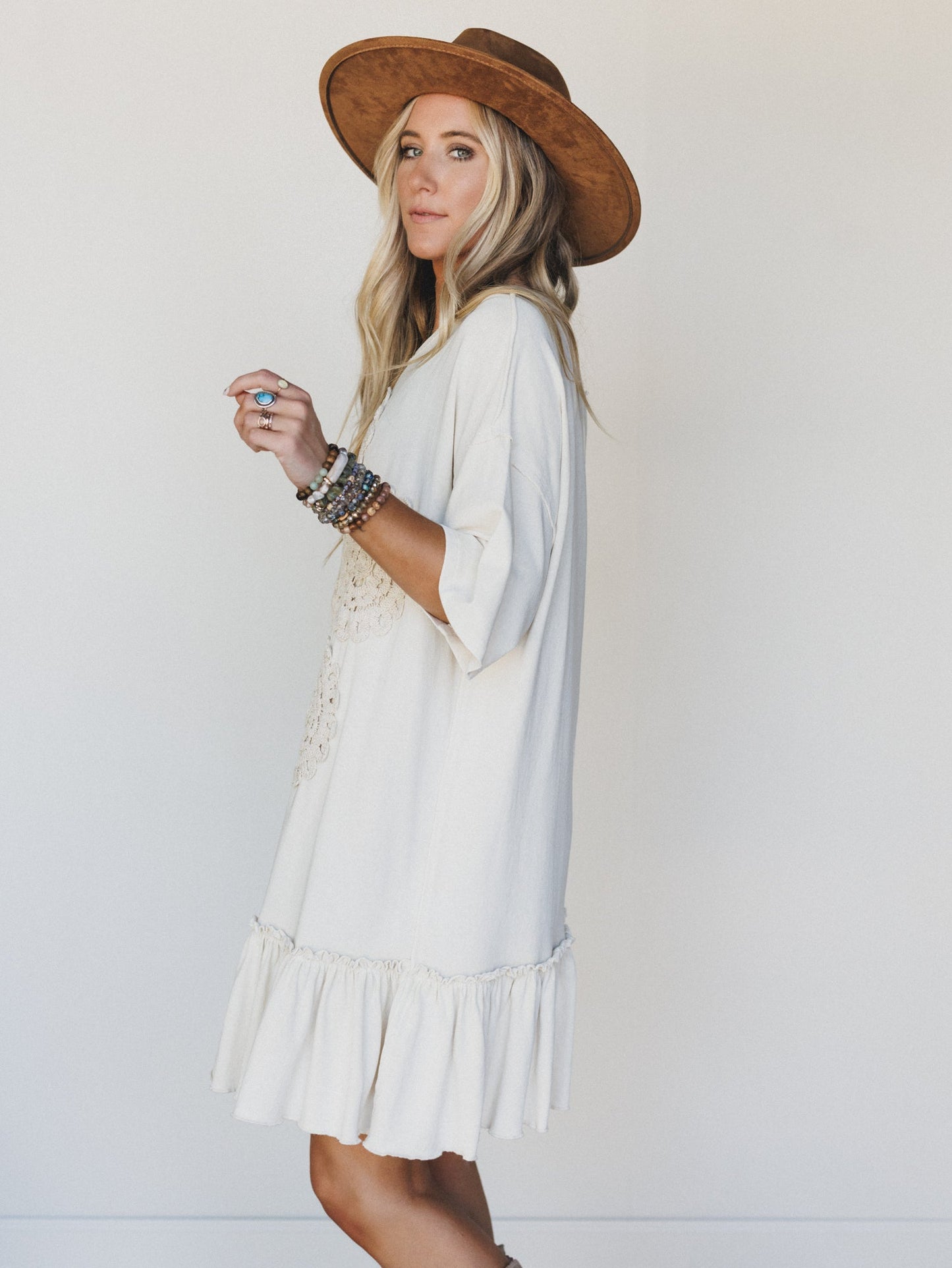 Vintage Flower Dress  - Natural