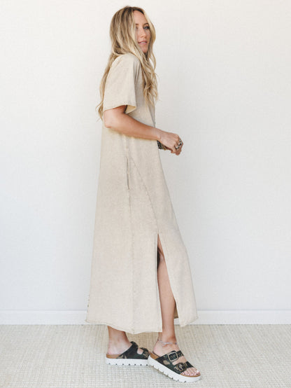 Skye Maxi Tee Dress - Toast