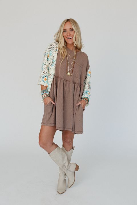 The Nest Subtle Escape Textured Dress - Acorn